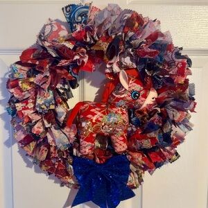 Vibrant Patchwork Wreath with The Year of the Horse Accent